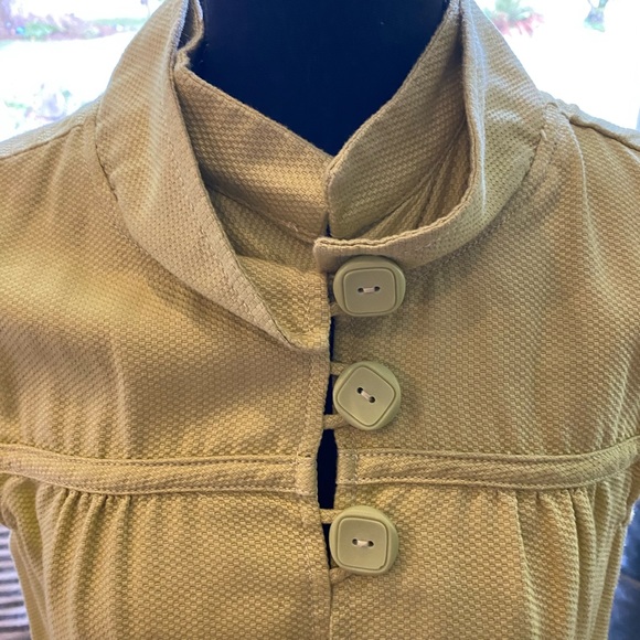 Fossil Double Collar Cap Sleeve Charteuse Jacket L - Picture 2 of 7